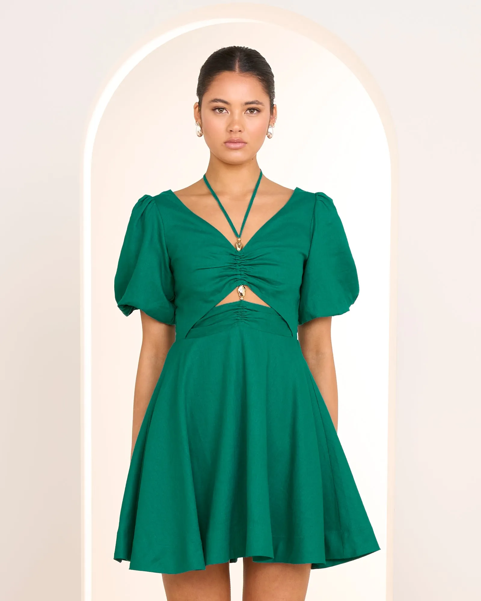 Olive V-neck Mini Dress sold by Pilgrim product image thumbnail 2