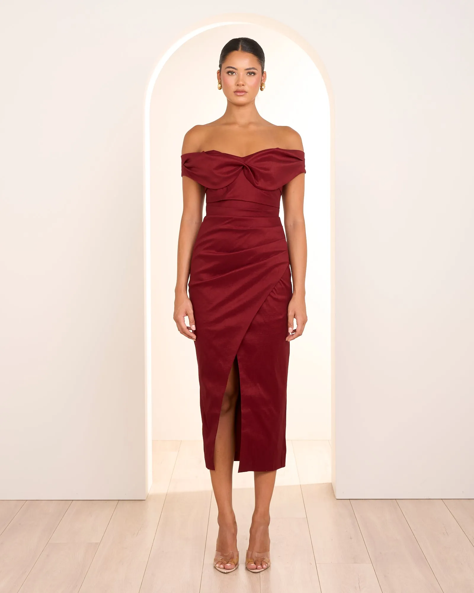 Tiana Off Shoulder Midi Dress sold by Pilgrim