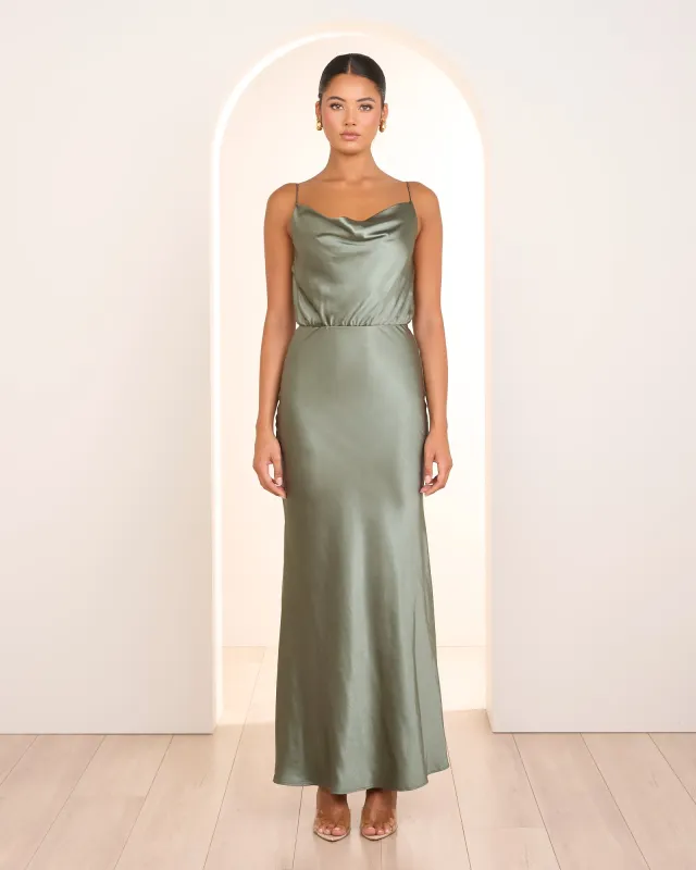 Zayla Draped Satin Gown sold by Pilgrim
