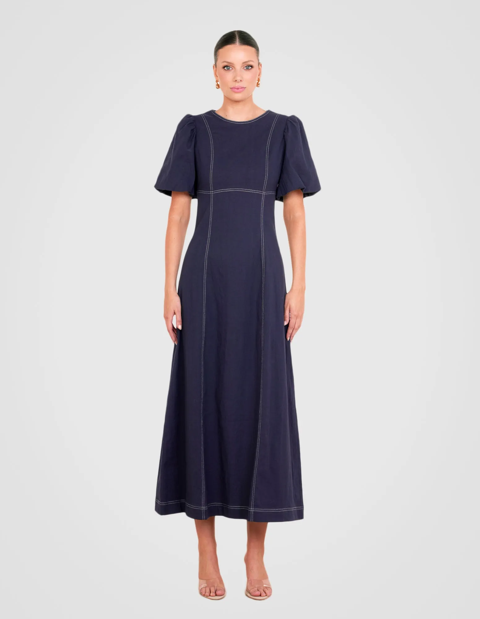 Zaffi Puff Sleeve Maxi Dress sold by Pilgrim