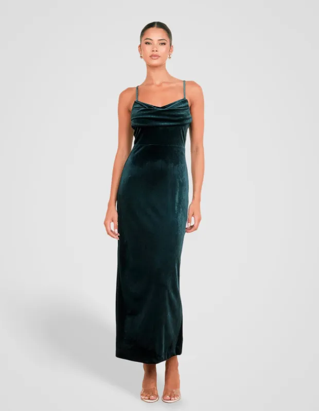 Berlin Cowl Neck Velvet Gown made by Pilgrim