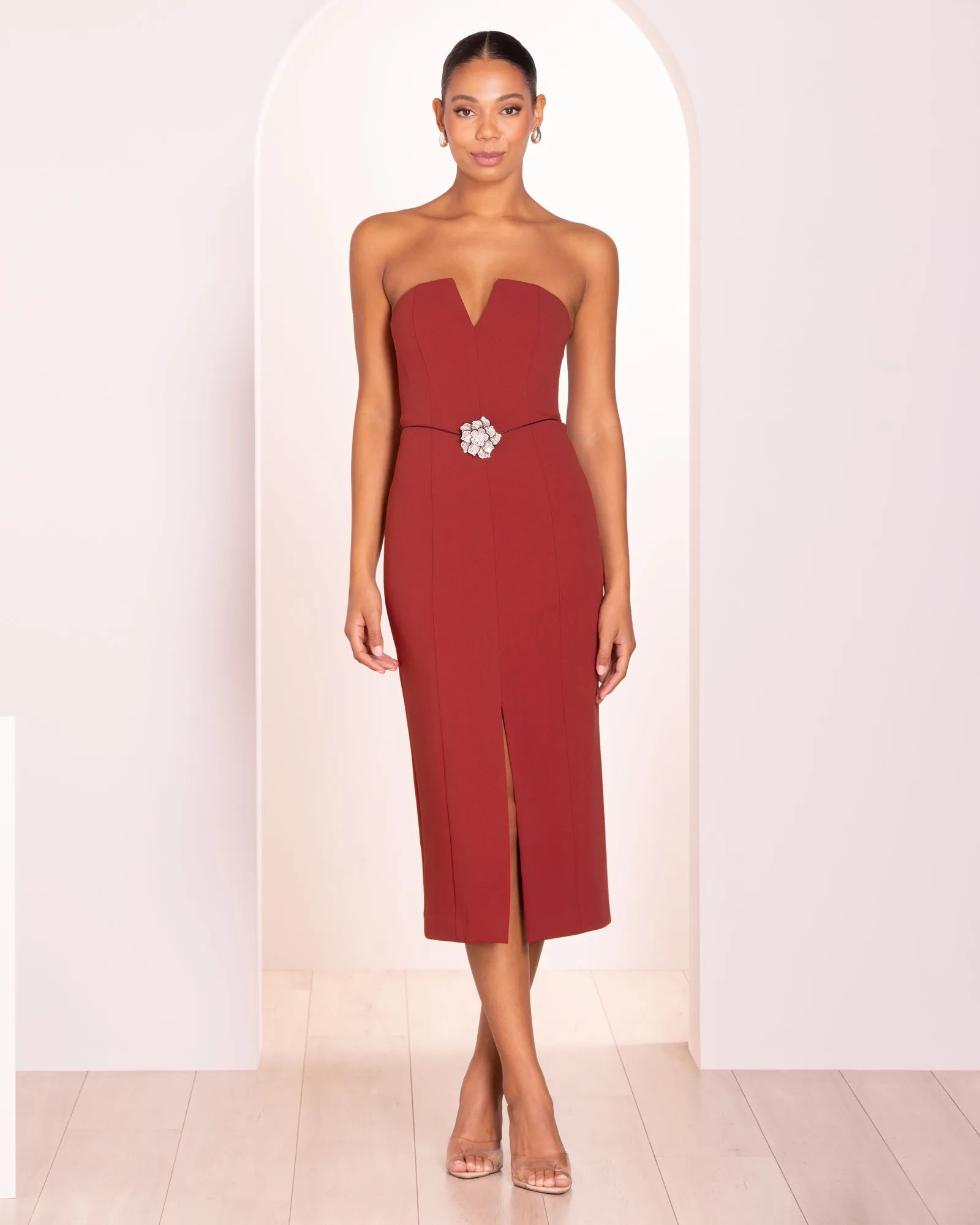 Vivianna Strapless Midi Dress sold by Pilgrim