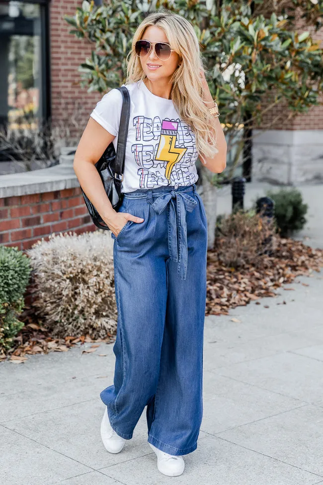 Teacher Repeat Pencil White Graphic Tee sold by Pink Lily product image thumbnail 4