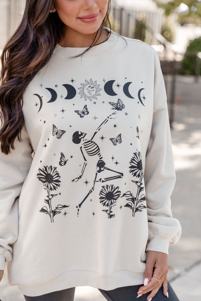 Dancing Skeletons Ivory Oversized Graphic Sweatshirt sold by Pink Lily product image thumbnail 3
