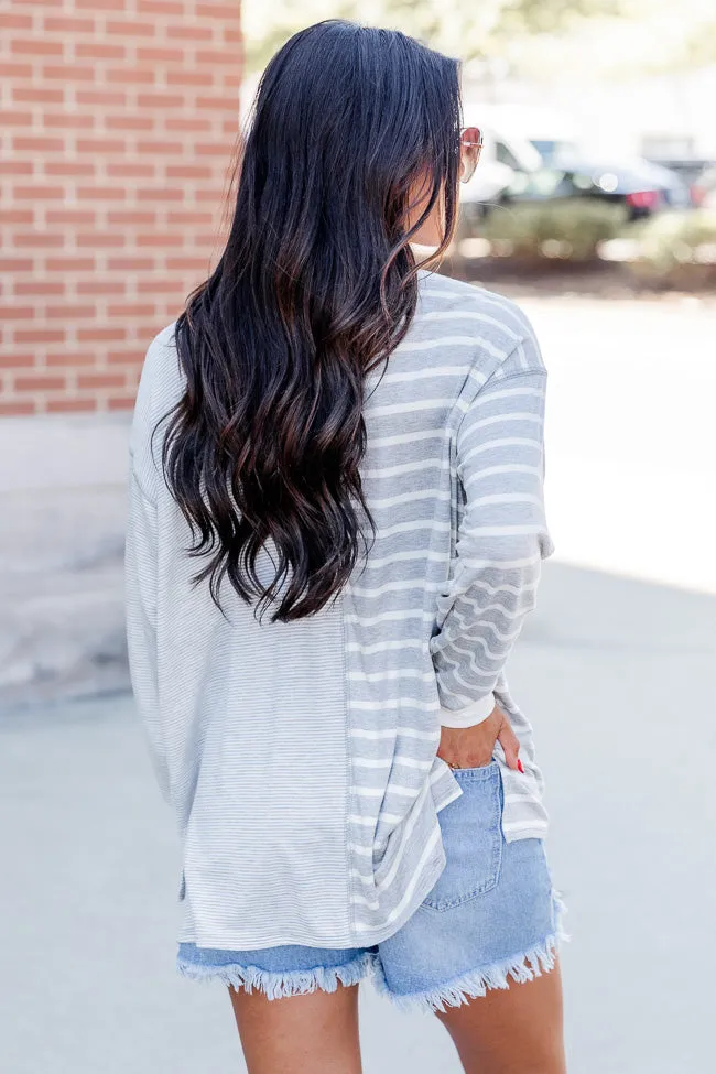 Doing The Most Grey Striped Oversized Shirt FINAL SALE sold by Pink Lily product image thumbnail 5