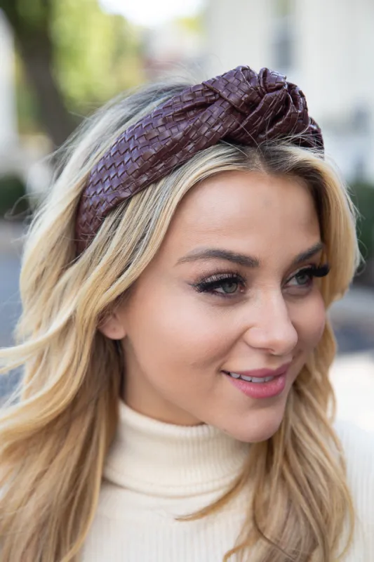 In Control Brown Leather Knotted Headband FINAL SALE made by Pink Lily