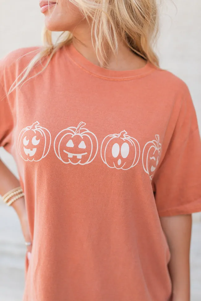 Pumpkin Faces Rust Comfort Color Graphic Tee sold by Pink Lily product image thumbnail 2