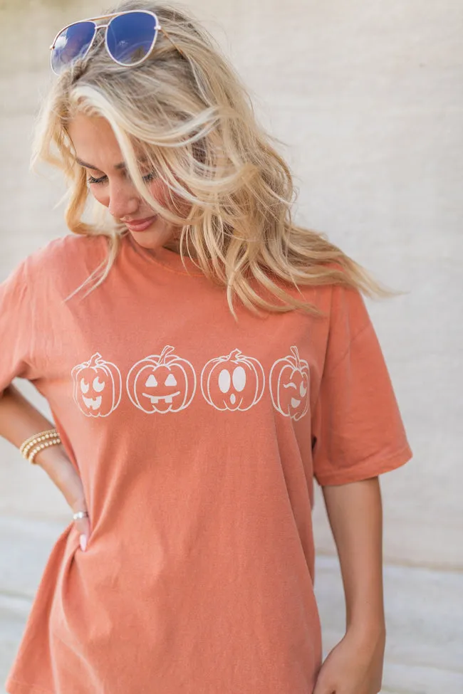 Pumpkin Faces Rust Comfort Color Graphic Tee sold by Pink Lily product image thumbnail 4