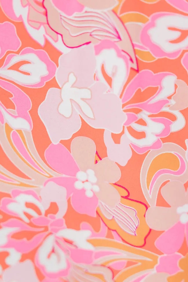 Paradise Palms Pink Satin V-Neck Maxi Dress FINAL SALE sold by Pink Lily product image thumbnail 3