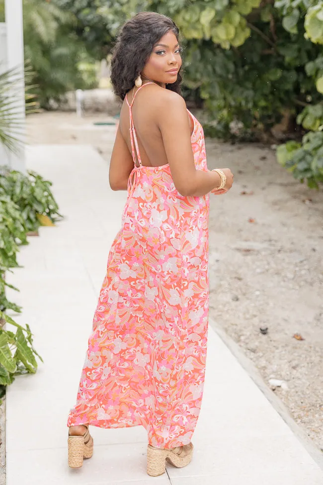 Paradise Palms Pink Satin V-Neck Maxi Dress FINAL SALE sold by Pink Lily product image thumbnail 5