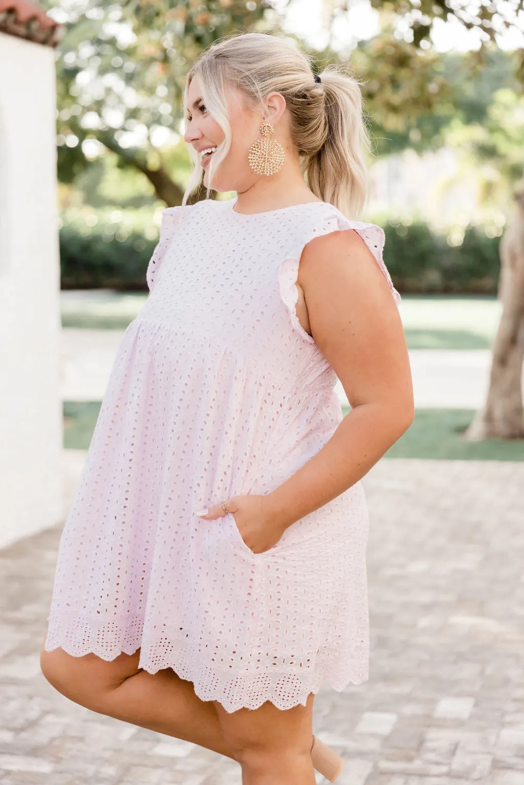 You Found My Heart Light Pink Round Neck Lace Romper Dress FINAL SALE sold by Pink Lily product image thumbnail 5