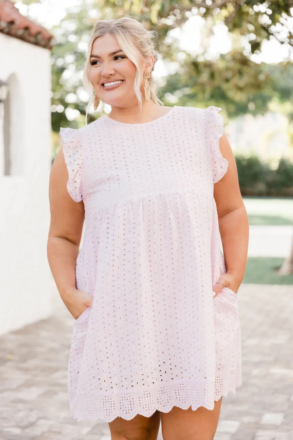 You Found My Heart Light Pink Round Neck Lace Romper Dress FINAL SALE sold by Pink Lily product image thumbnail 4
