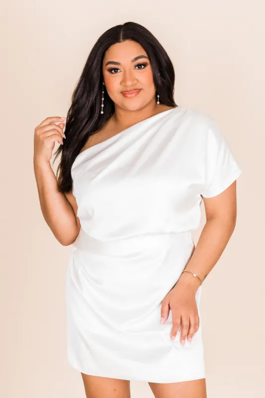 Look On The Bride Side White One Shoulder Mini Dress FINAL SALE sold by Pink Lily