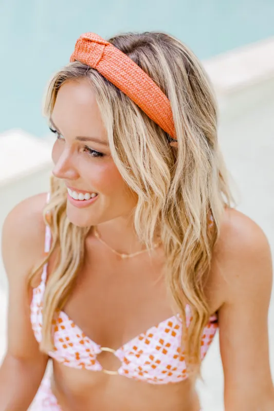 Setting The World On Fire Coral Woven Knotted Headband FINAL SALE sold by Pink Lily