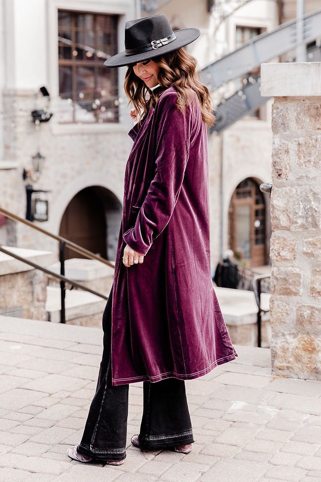 Jolie Plum Velvet Duster Amber Massey X Pink Lily sold by Pink Lily product image thumbnail 5