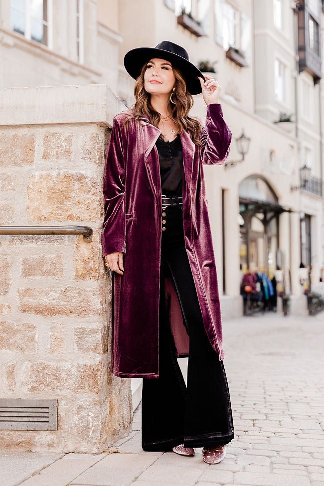 Jolie Plum Velvet Duster Amber Massey X Pink Lily sold by Pink Lily product image thumbnail 3