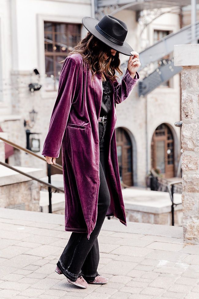 Jolie Plum Velvet Duster Amber Massey X Pink Lily sold by Pink Lily product image thumbnail 4