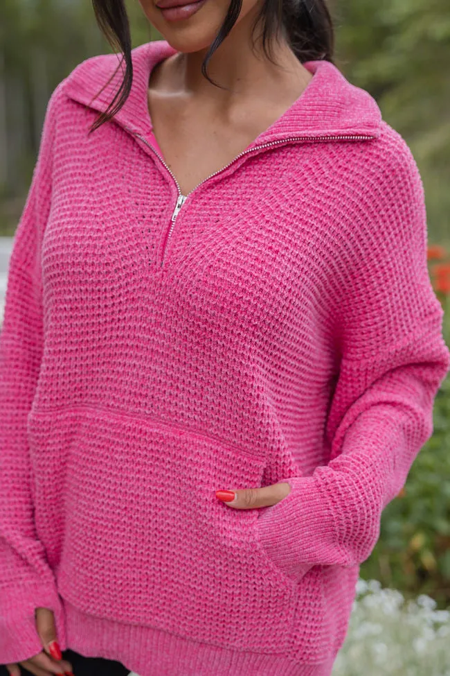 I Jump Too Hot Pink Chenille Quarter Zip Pullover sold by Pink Lily product image thumbnail 5