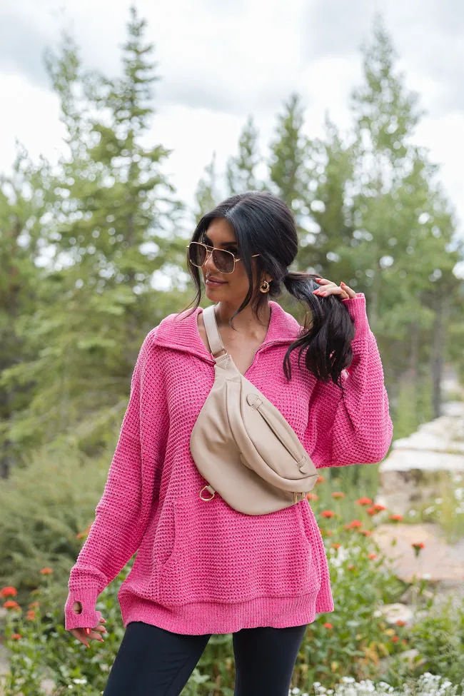 I Jump Too Hot Pink Chenille Quarter Zip Pullover sold by Pink Lily product image thumbnail 2