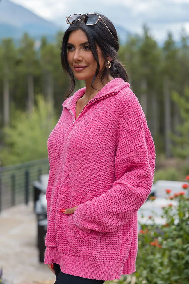 I Jump Too Hot Pink Chenille Quarter Zip Pullover sold by Pink Lily product image thumbnail 4