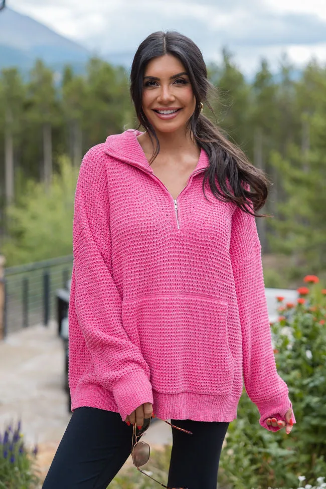 I Jump Too Hot Pink Chenille Quarter Zip Pullover sold by Pink Lily product image thumbnail 3