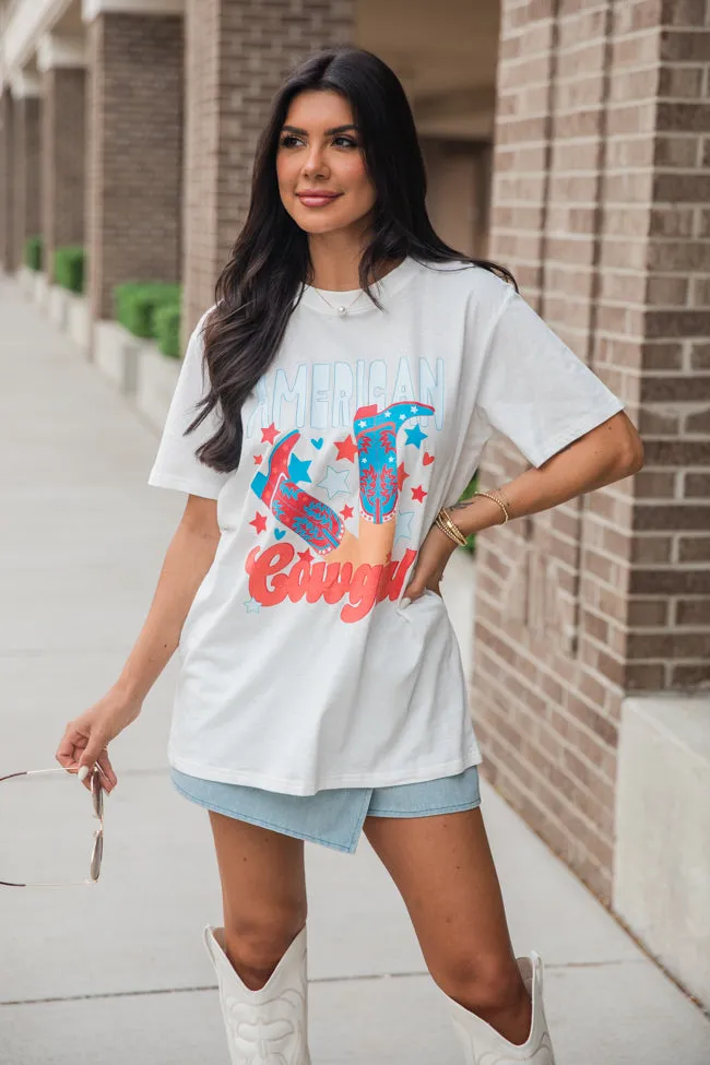 American Cowgirl White Oversized Graphic Tee sold by Pink Lily product image thumbnail 4