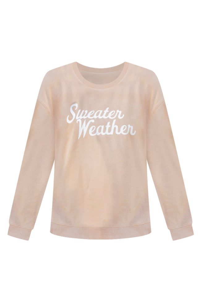 Sweater Weather Script Light Tan Graphic Sweatshirt sold by Pink Lily product image thumbnail 5