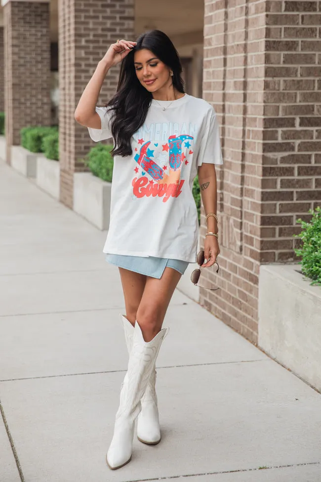 American Cowgirl White Oversized Graphic Tee sold by Pink Lily product image thumbnail 5