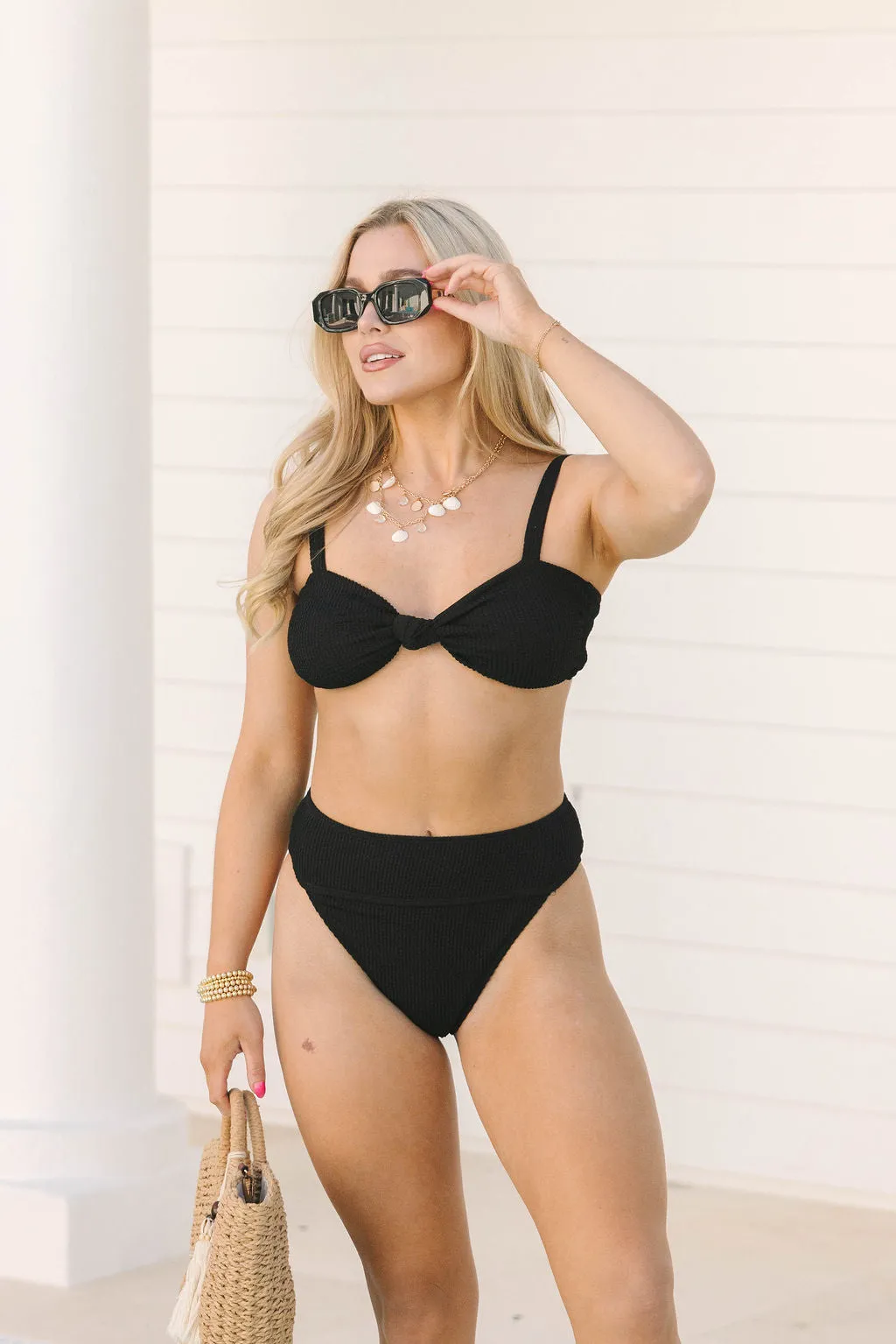 Coastal Kiss Black High Waisted Bikini Bottoms FINAL SALE sold by Pink Lily product image thumbnail 2
