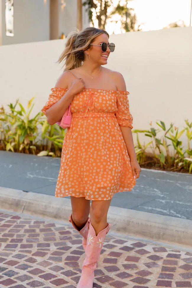 Golden Hour Gulf Orange Floral Dress Krista Horton X Pink Lily sold by Pink Lily