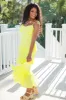 Starlit Skies Yellow Ruffle Detail Tie Strap Maxi Dress FINAL SALE sold by Pink Lily