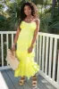 Starlit Skies Yellow Ruffle Detail Tie Strap Maxi Dress FINAL SALE sold by Pink Lily