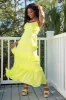 Starlit Skies Yellow Ruffle Detail Tie Strap Maxi Dress FINAL SALE sold by Pink Lily