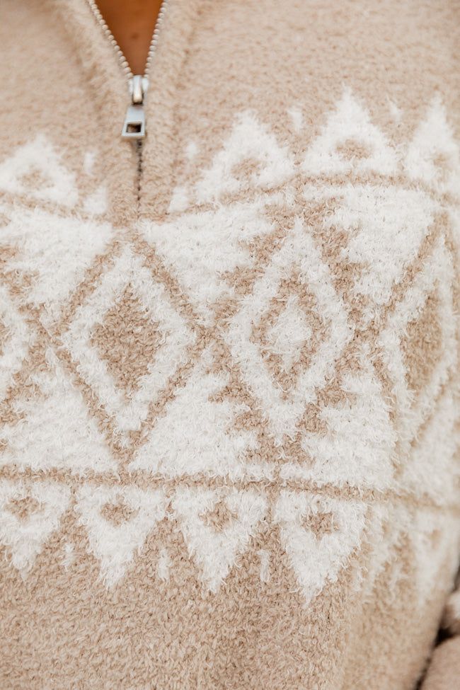 Fuzzy Printed Quarter Zip Beige sold by Pink Lily product image thumbnail 3