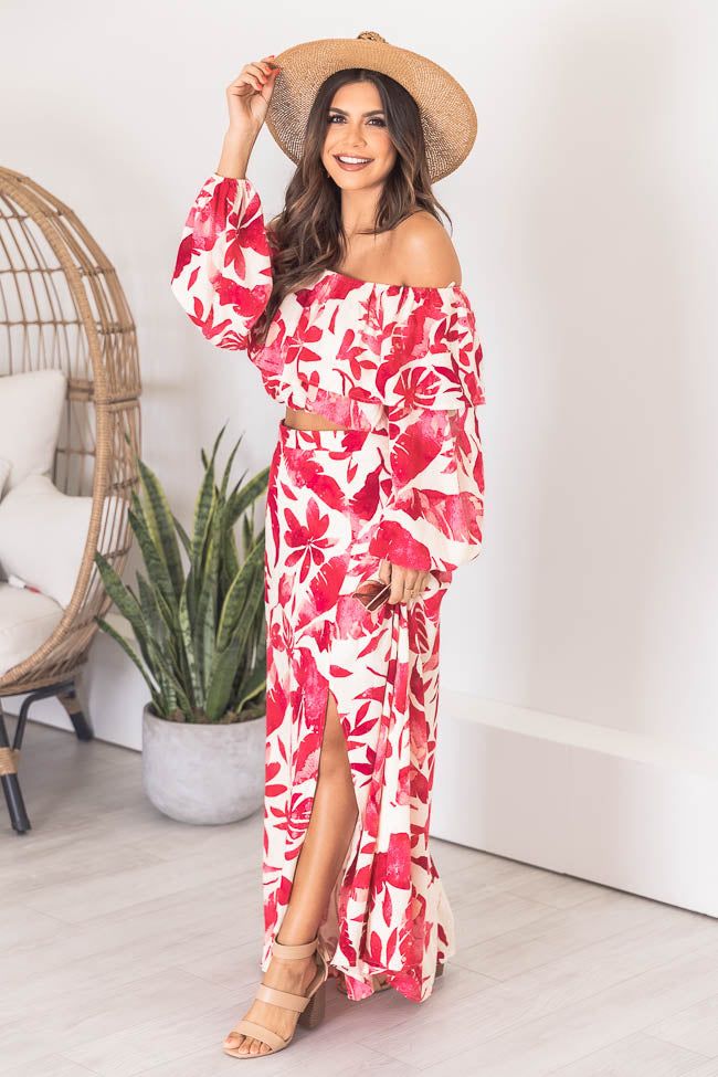 Passport To Paradise Pink/White Off The Shoulder Printed Blouse FINAL SALE sold by Pink Lily product image thumbnail 3