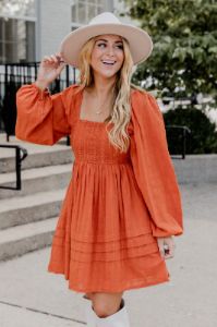 Take Your Time Rust Mini Dress FINAL SALE sold by Pink Lily
