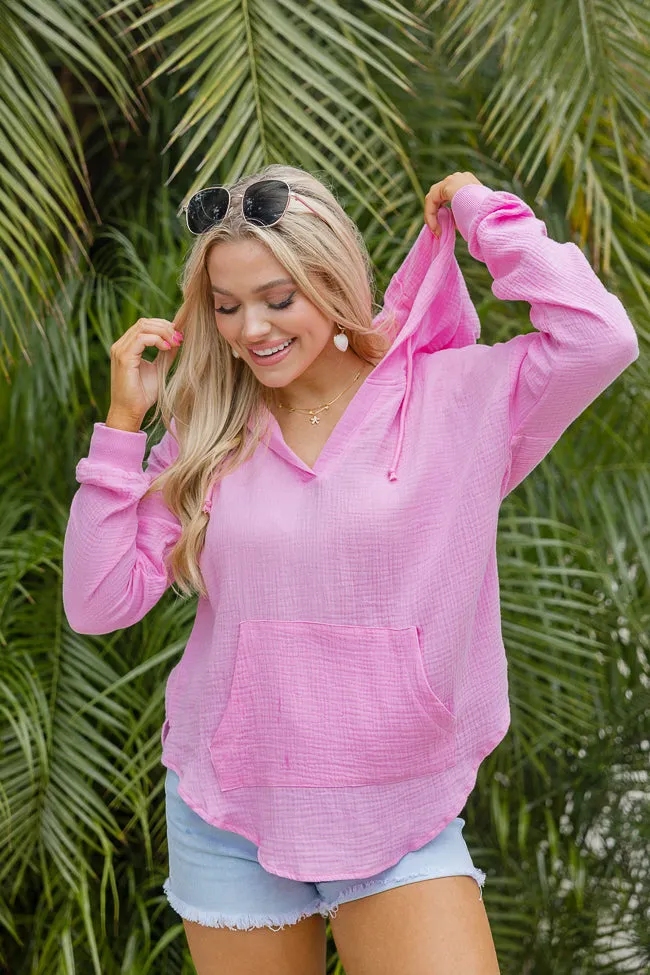 Stay With Me Pink Hooded Gauze Pullover FINAL SALE sold by Pink Lily