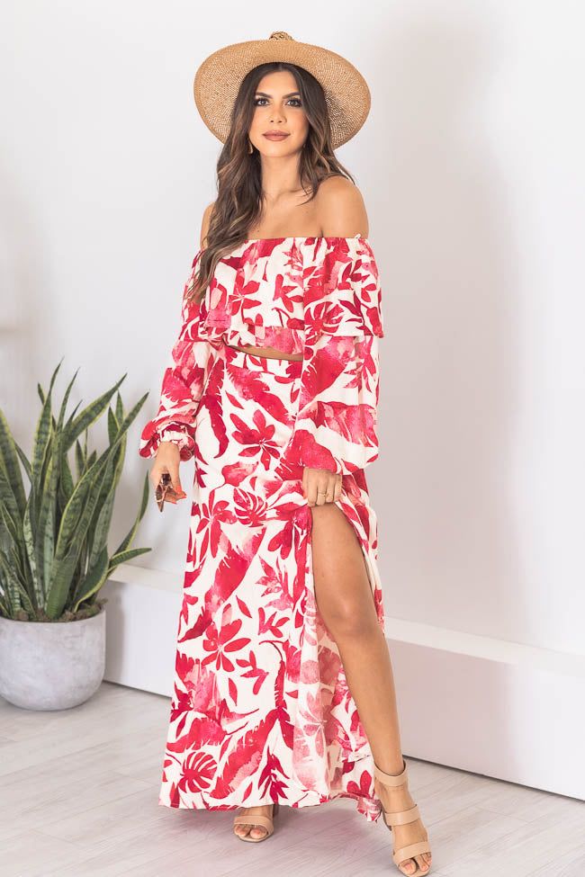 Passport To Paradise Pink/White Off The Shoulder Printed Blouse FINAL SALE sold by Pink Lily product image thumbnail 2