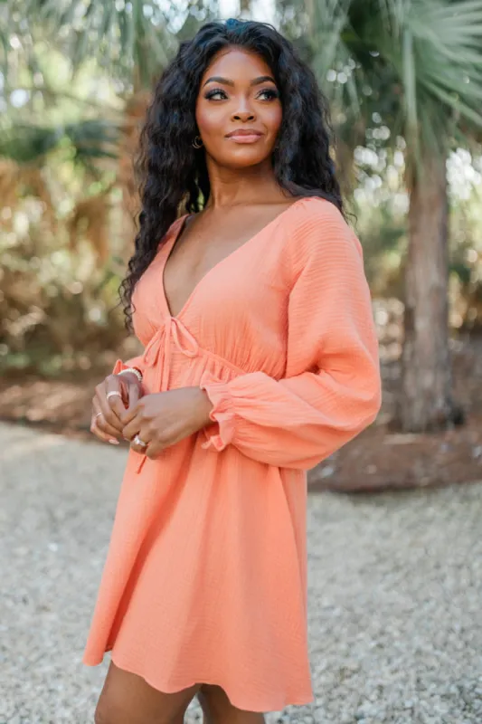 Ultimate Getaway Orange V-Neck Mini Dress FINAL SALE sold by Pink Lily