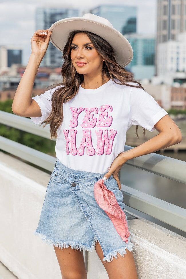 Yee Haw Stars White Graphic Tee sold by Pink Lily