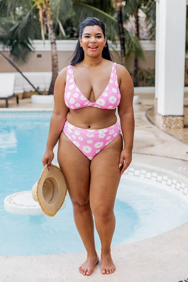 Captivating Sun Pink Daisy High Waisted Bikini Bottoms FINAL SALE sold by Pink Lily