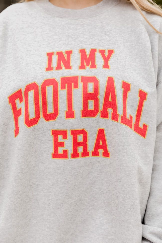 In My Football Era Red Grey Overszied Graphic Sweatshirt sold by Pink Lily product image thumbnail 3