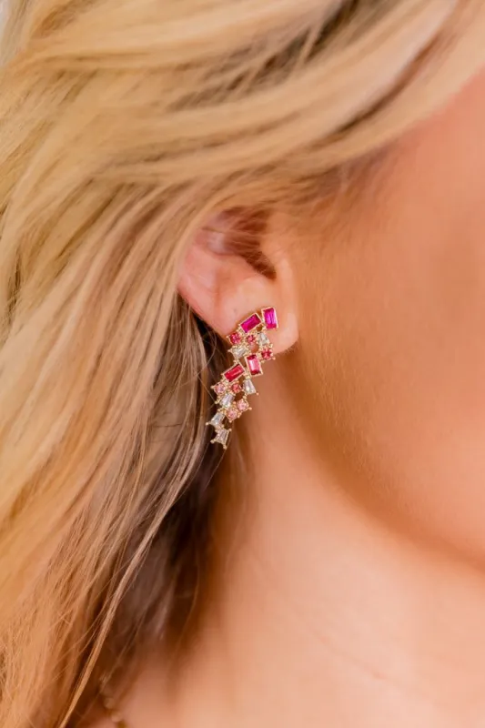 Pink Crystal Drop Earrings sold by Pink Lily