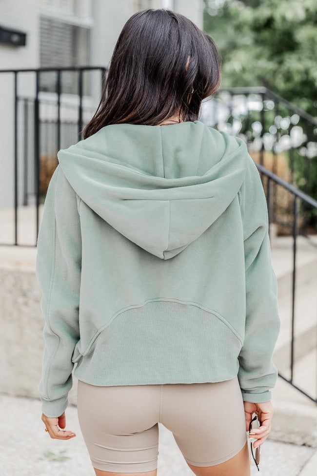 Making It Look Easy Olive Ribbed Shoulder Quarter Zip Pullover sold by Pink Lily product image thumbnail 3