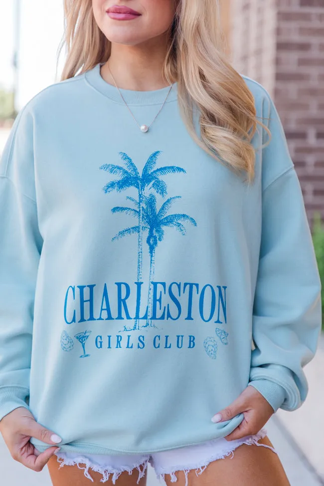 Charleston Girls Social Club Light Blue Oversized Graphic Sweatshirt sold by Pink Lily product image thumbnail 3
