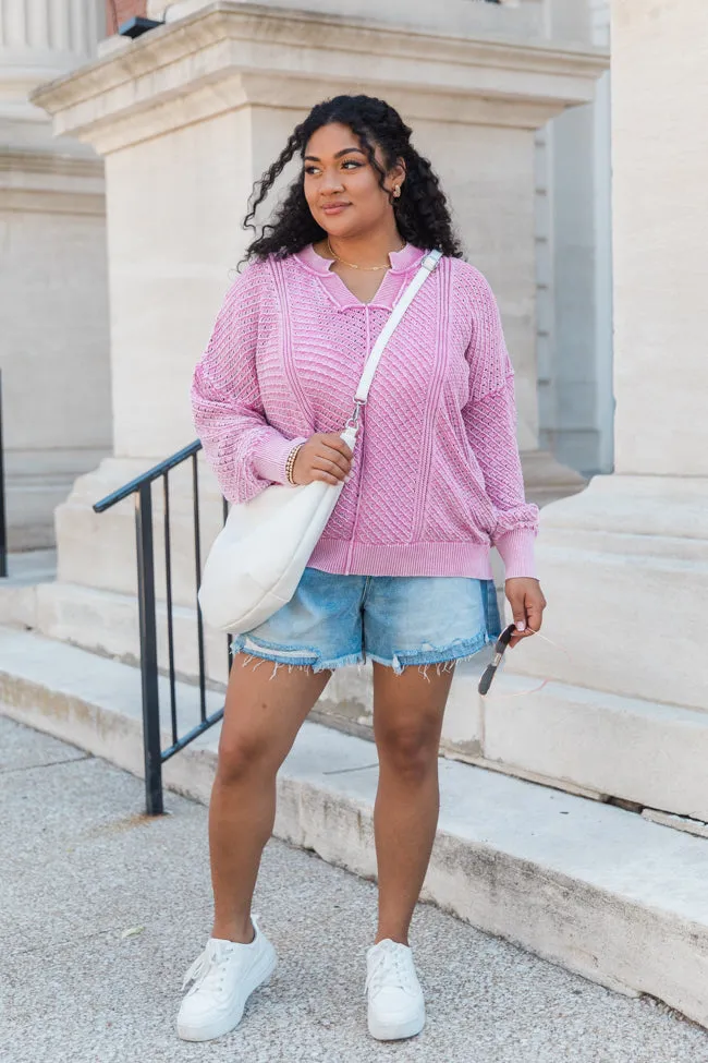 It's Too Easy Pink Acid Wash Sweater FINAL SALE sold by Pink Lily product image thumbnail 5