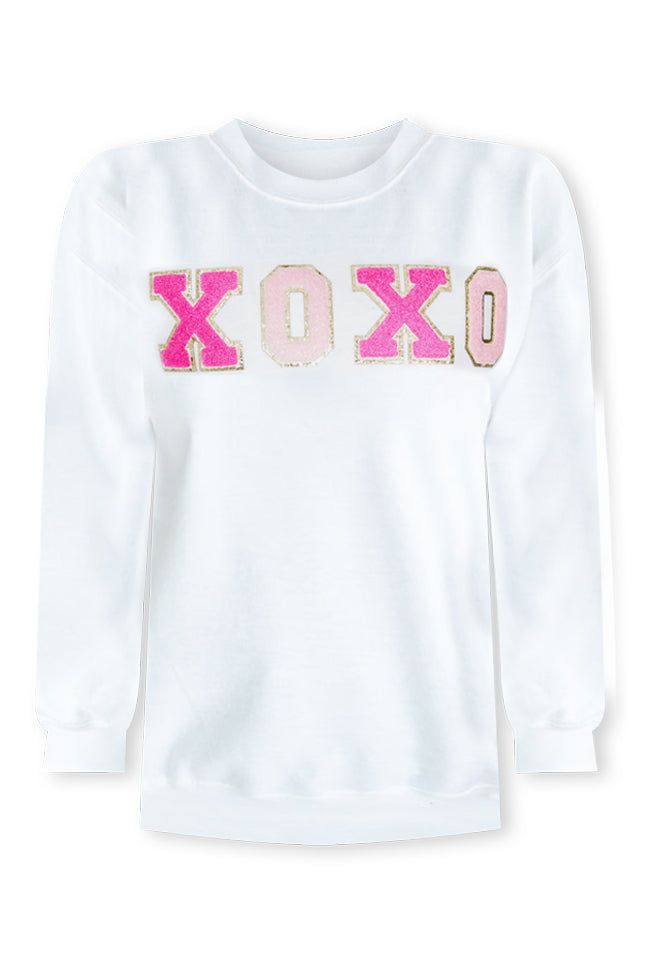XOXO White Chenille Patch Graphic Sweatshirt FINAL SALE sold by Pink Lily product image thumbnail 4