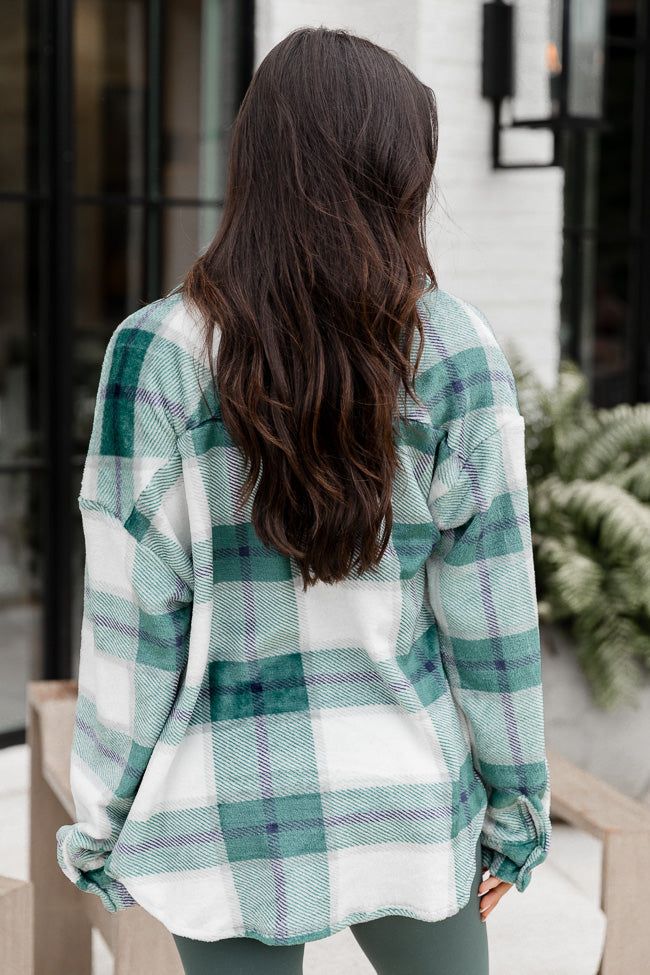 Wind Down Green Fleece Plaid Shacket FINAL SALE sold by Pink Lily product image thumbnail 4