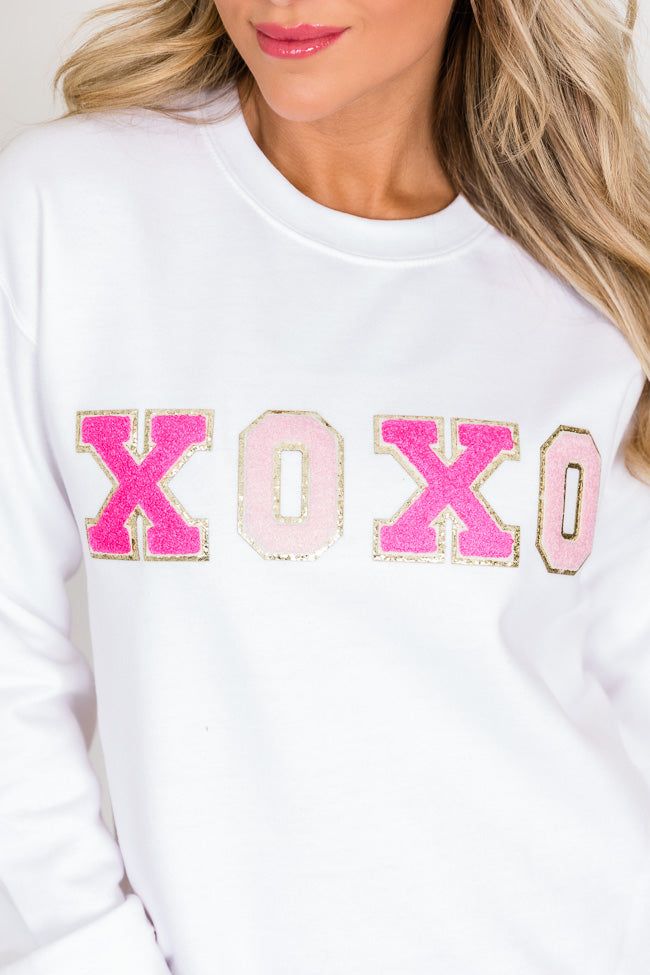 XOXO White Chenille Patch Graphic Sweatshirt FINAL SALE sold by Pink Lily product image thumbnail 3