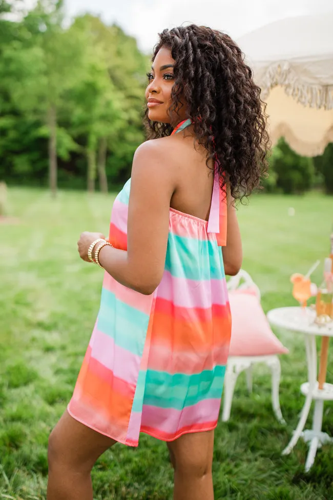 Time After Time Ombre Satin Criss-Cross Halter Mini Dress FINAL SALE sold by Pink Lily product image thumbnail 3